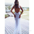 Abito da sposa senza backless da ricamo in pizzo sexy